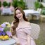 Charming Off-Shoulder Midi Dress : สีชมพู [Made by Pastel Time]