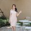 Dacia Bow Shoulder Dress – สีครีม