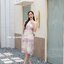 Milly Bow Dress : Pink Candy โทนสีชมพู-ขาว-เทา