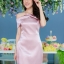 Feminist Silk Satin Dress – Pink : สีกลีบบัว
