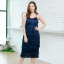 Gastby Fringe Dress : Navy สีกรม