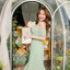 Fay Off-Shoulder Maxi Dress – Pastel Green สีเขียว