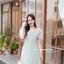Eve - 3D Floret Midi Dress : สีเขียวมัทฉะ [Made by Pastel Time]