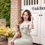 Esme Ruffle Dress : เดรสเว้าไหล่สีเขียวมัทฉะ