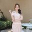 Dacia Bow Shoulder Dress – สีครีม