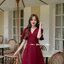 Sassy Flare Dress : สีแดงเลือดหมู