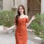 Celestia off-shoulder dress : สีส้มอิฐ [Made by Pastel Time]