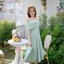 Charming Off-Shoulder Midi Dress : สีเขียว [Made by Pastel Time]