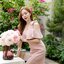 Kristen off-shoulder dress : สีชมพู [Made by Pastel Time]