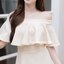 Rory open shoulder dress : สีครีม