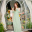 Fay Off-Shoulder Maxi Dress – Pastel Green สีเขียว
