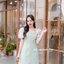 Eve - 3D Floret Midi Dress : สีเขียวมัทฉะ [Made by Pastel Time]