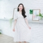 Dotty Midi Dress – สีขาวจุดดำ