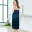 Gastby Fringe Dress : Navy สีกรม