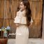 Kristen off-shoulder dress : สีครีม [Made by Pastel Time]
