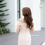 Cynthia Open Shoulder Dress : สีครีม