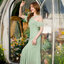 Fay Off-Shoulder Maxi Dress – Pastel Green สีเขียว