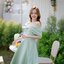 Charming Off-Shoulder Midi Dress : สีเขียว [Made by Pastel Time]