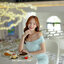 Cynthia Open Shoulder Dress : สีเขียวมิ้นท์