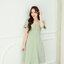 Feisty Flare Dress เดรสอกจีบเดรปแขนกลีบบัว : สีเขียวมัทฉะ