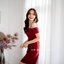 Milada Open Shoulder Dress – สีแดง **มีแต่S**