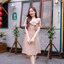 Esme Ruffle Dress : เดรสเว้าไหล่สีโอวัลติน