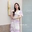 Sassy Midi Dress : Pink Candy โทนสีชมพู-ขาว-เทา