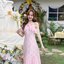 Pink Toile Bow Off-Shoulder Maxi Dress