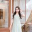 Eve - 3D Floret Midi Dress : สีเขียวมัทฉะ [Made by Pastel Time]