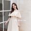 Rory open shoulder dress : สีครีม