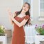 Maggie Double Bow Dress : สีส้มอิฐ [Made by Pastel Time]