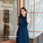 Milly Back Bow Dress : สีกรม