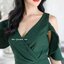 Elle Off-shoulder Dress - สีเขียวเข้ม