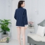 Stripe Blazer wt Lace deco – สีกรม