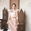 Micha Layered Silk Satin Dress – Rose Gold : เดรสสั้นสีทองอมชมพู