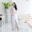 Glamour One Shoulder Maxi Dress : Silver เดรสยาวสีเงิน