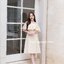 Rory open shoulder dress : สีครีม