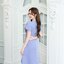 Feisty Flare Dress เดรสอกจีบเดรปแขนกลีบบัว : สีฟ้าคราม