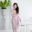 Micha Layered Silk Satin Dress – Pink : เดรสสั้นสีกลีบบัว