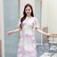 Sassy Midi Dress : Pink Candy โทนสีชมพู-ขาว-เทา