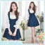 Denim Jumper Dress เอี๊ยมกระโปรงยีนส์ – สีเข้ม (ไม่รวมเสื้อ)