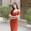 Celestia off-shoulder dress : สีส้มอิฐ [Made by Pastel Time]