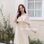 Rory open shoulder dress : สีครีม
