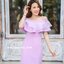 Swirl Organza Open Shoulder Dress – สีม่วง