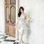 Micha Layered Silk Satin Dress – Silver : เดรสสั้นสีเงิน