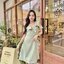 Esme Ruffle Dress : เดรสเว้าไหล่สีเขียวมัทฉะ