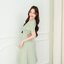 Feisty Flare Dress เดรสอกจีบเดรปแขนกลีบบัว : สีเขียวมัทฉะ