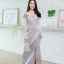 Thea Twist Silk Satin Maxi Dress – Silver : สีเงิน
