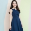 Nadia Asymetric Dress – สีกรม
