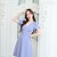 Feisty Flare Dress เดรสอกจีบเดรปแขนกลีบบัว : สีฟ้าคราม